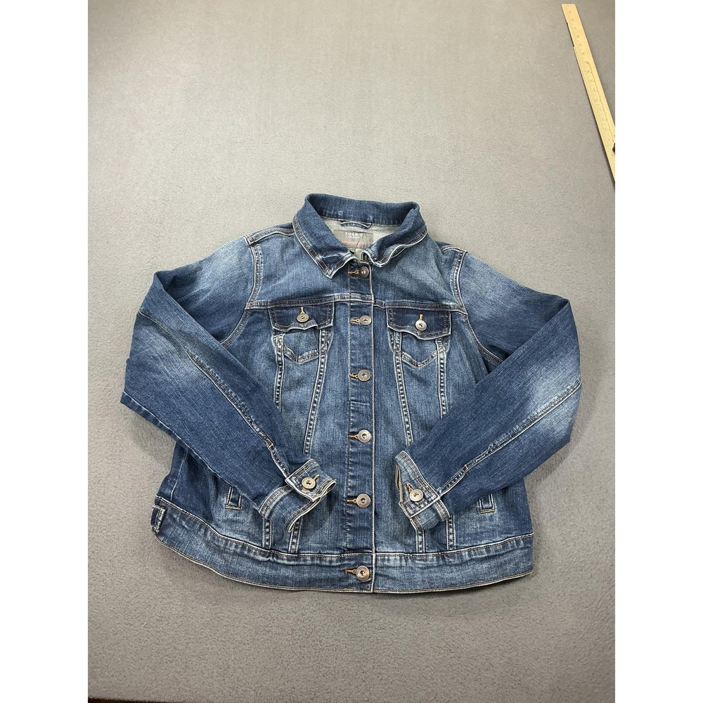 Torrid Denim Jacket Womens 0‎ Blue Button Front Stretch Jean Trucker Plus